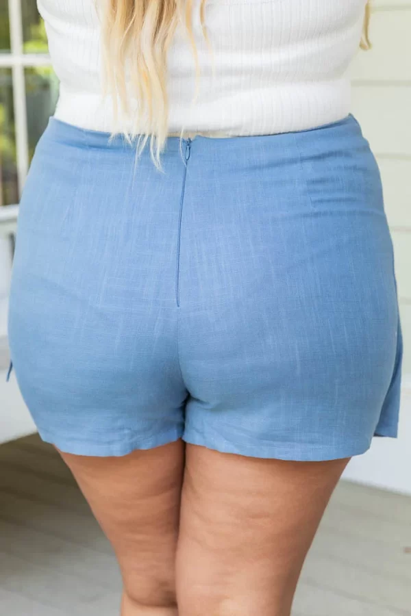 You're In Luck Blue Linen Knot Skort FINAL SALE - Image 15