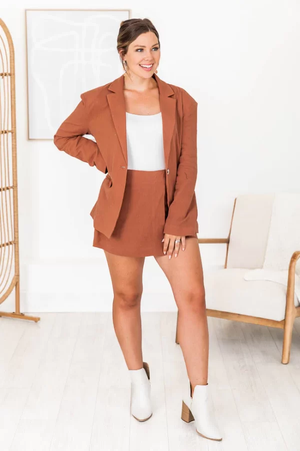 Got That Look Brown Cotton Mini Skort - Image 8