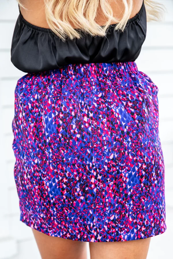 Take Me To The City Blue and Red Printed Tie Skirt - Image 2