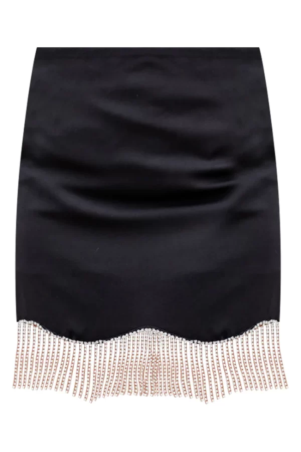 What You're Missing Black Rhinestone Fringe Hem Mini Skirt - Image 4