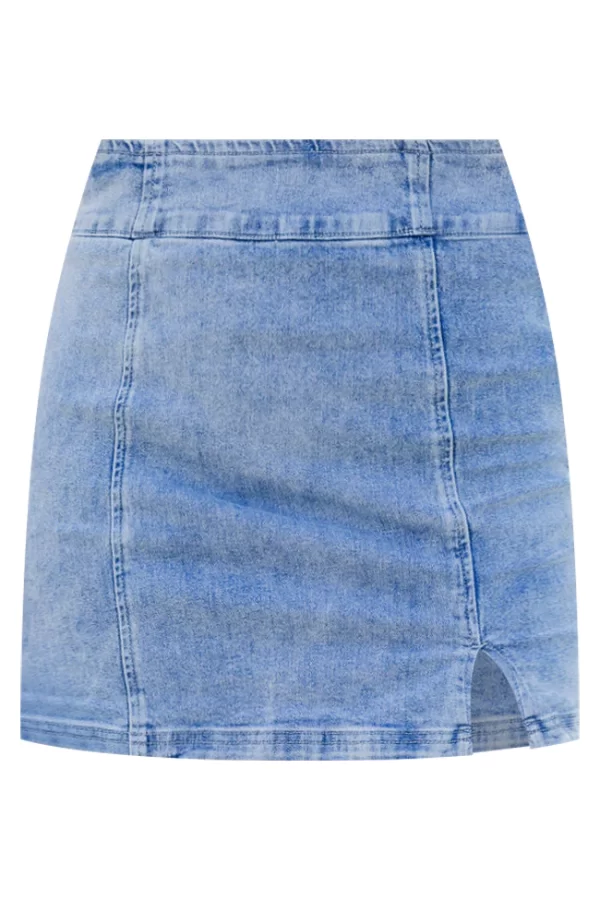 My Time To Shine Medium Wash Side Slit Denim Skirt - Image 5