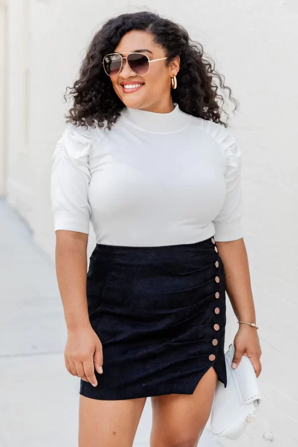 Feels So Right Black Side Button Corduroy Skirt - Image 6