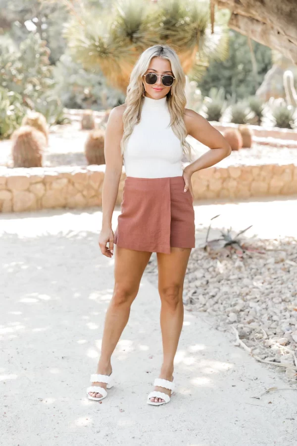Got That Look Brown Cotton Mini Skort - Image 6