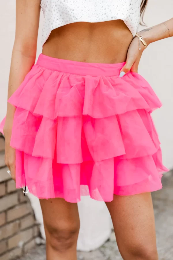 Where We Wanna Go Pink Tiered Tulle Skirt - Image 2