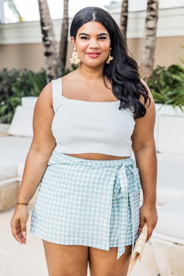 Lost On You Sage Gingham Skort FINAL SALE - Image 8