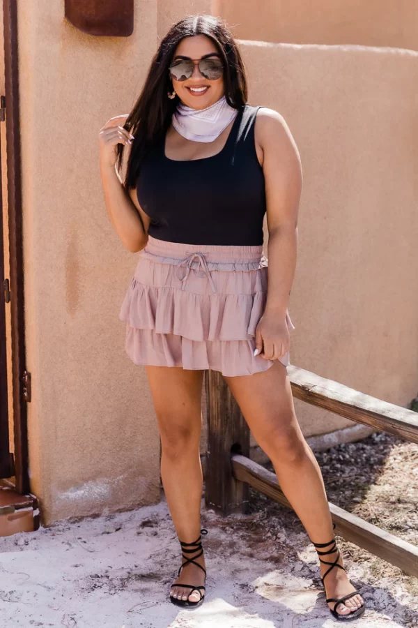 Going, Going, Gone Taupe Tiered Skort - Image 6