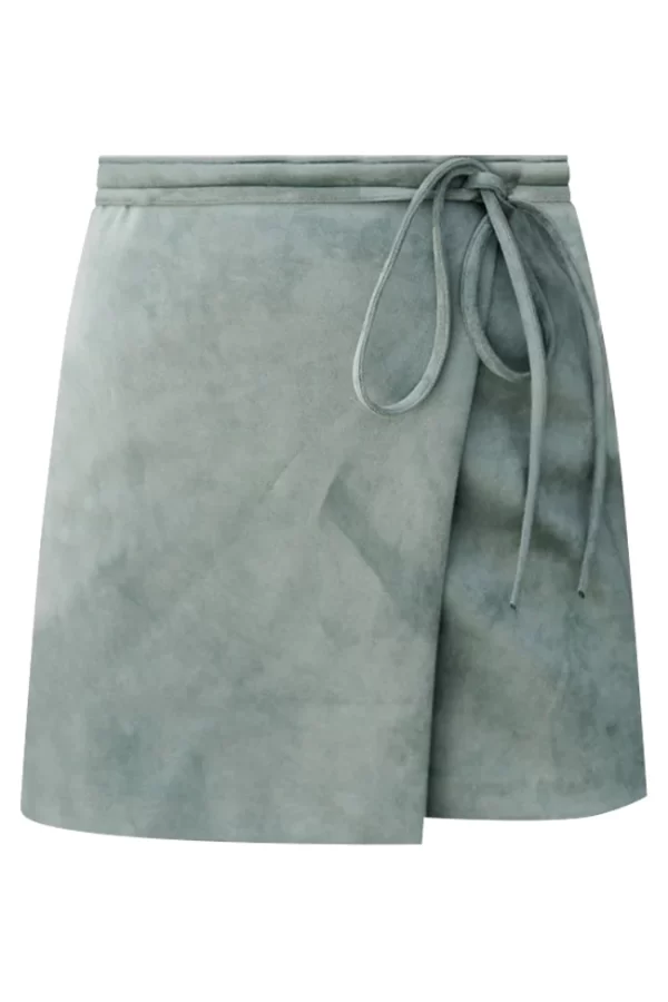 Other Half Of Me Olive Tie Waist Suede Skirt - Image 18