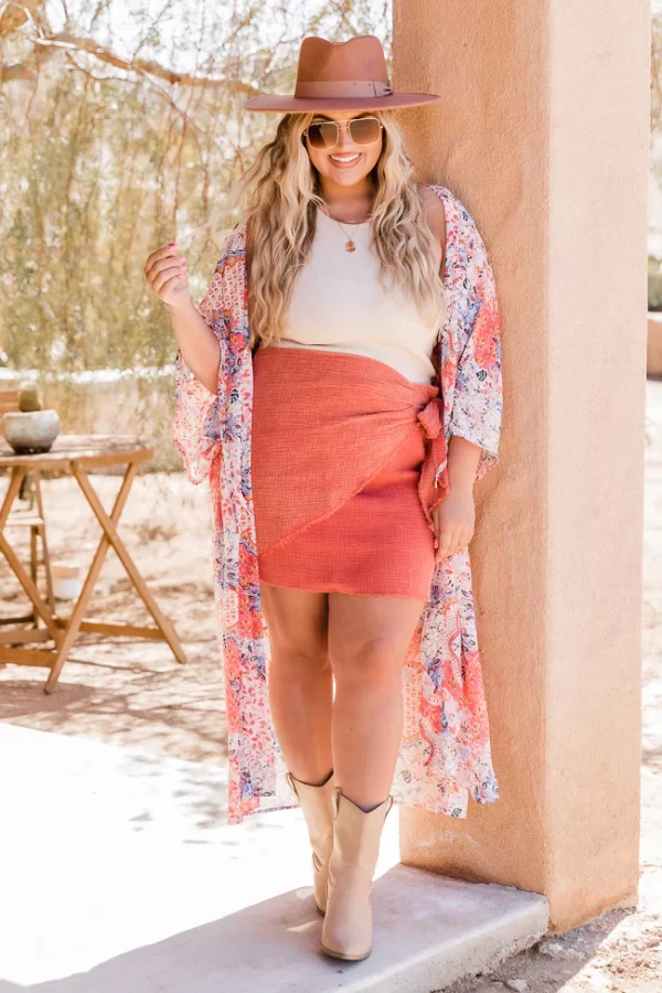 Closer To You Rust Acid Wash Gauze Skirt - Image 7