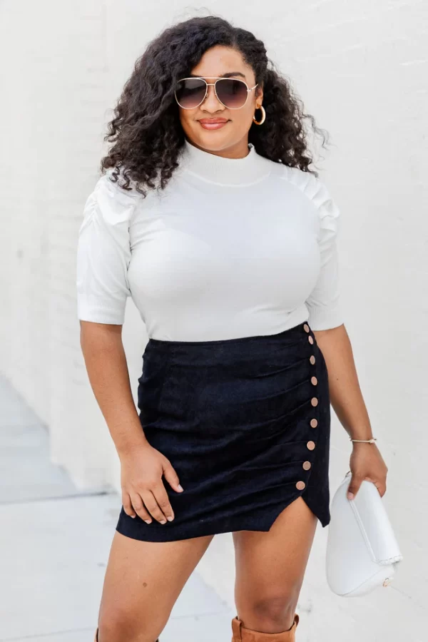Feels So Right Black Side Button Corduroy Skirt - Image 5