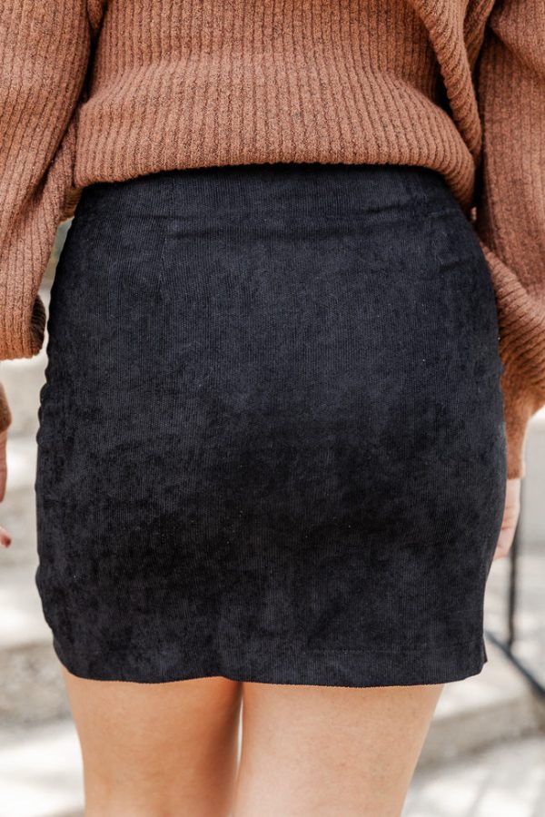 Feels So Right Black Side Button Corduroy Skirt - Image 4