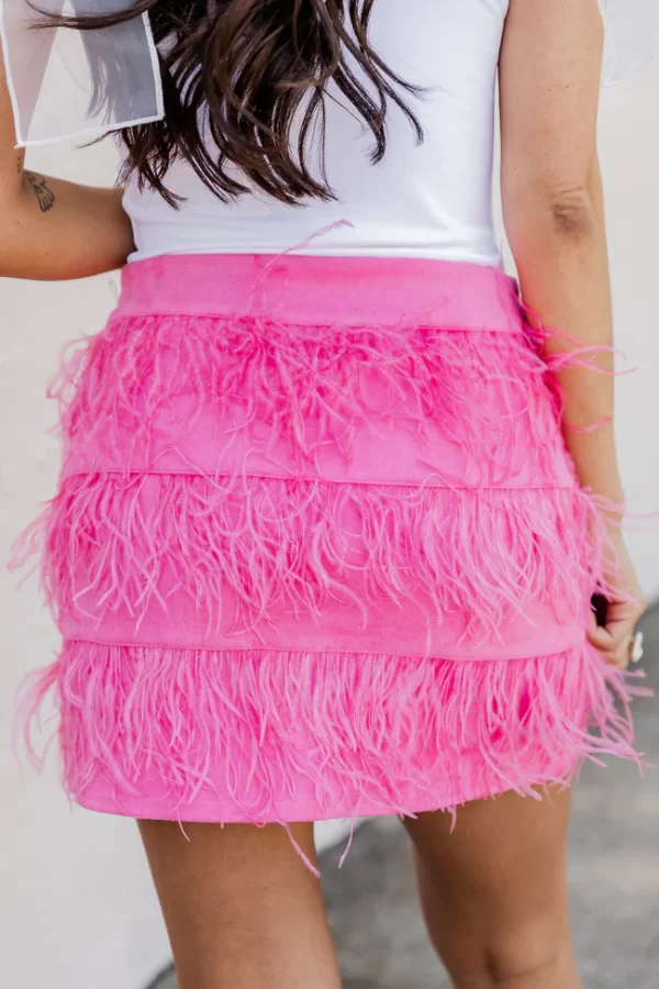 This Is Our Place Fuchsia Feather Trim Skirt - Image 4